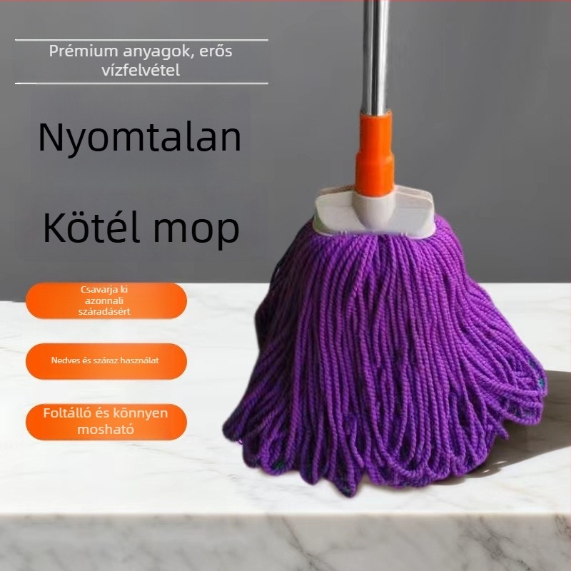 Otthoni használatra való zsinóros mop, száraz–nedves kettős használatú nedvszívó rostos mop