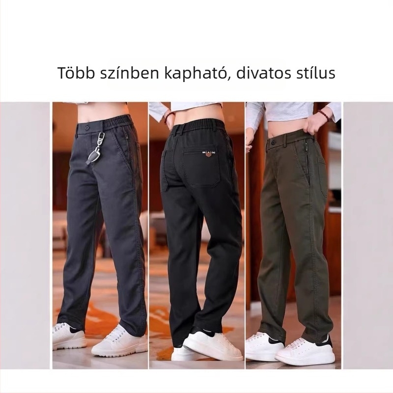Lyocell férfi mindennapi nadrág, hat zsebbel, egyenes fazon, középmagas derékvonal