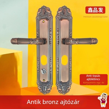 Vörös-bronz színű biztonsági ajtó fogantyú, nagy fogantyúval, univerzális bejárati ajtókhoz, furattáv 235 mm