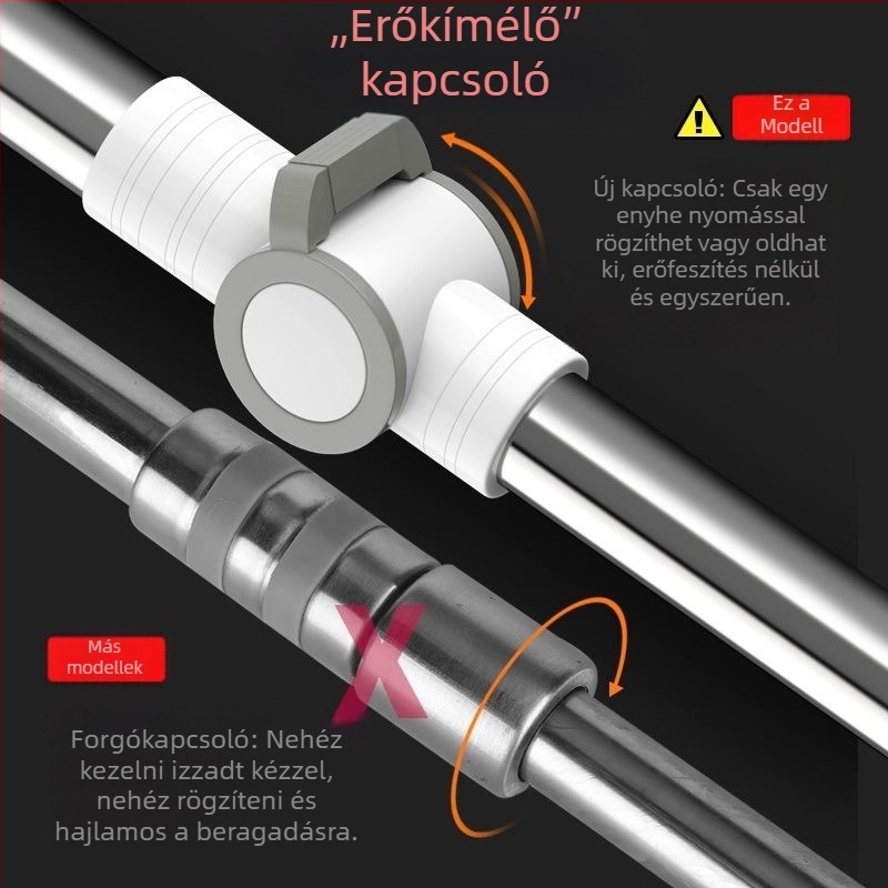Forgó mop pálca – univerzális csere, érintés nélkül, otthoni használatra, rozsdamentes acél rúddal és mikroszálas fejjel