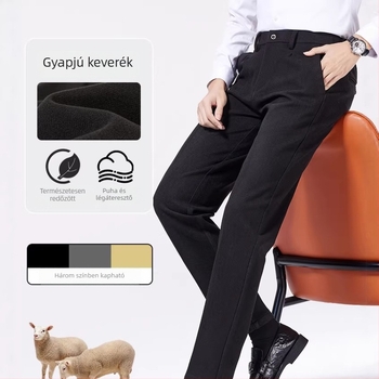 Férfi pamut egyenes szárú nadrág jacquard mintával, üzleti-casual stílus, tavaszra és őszre
