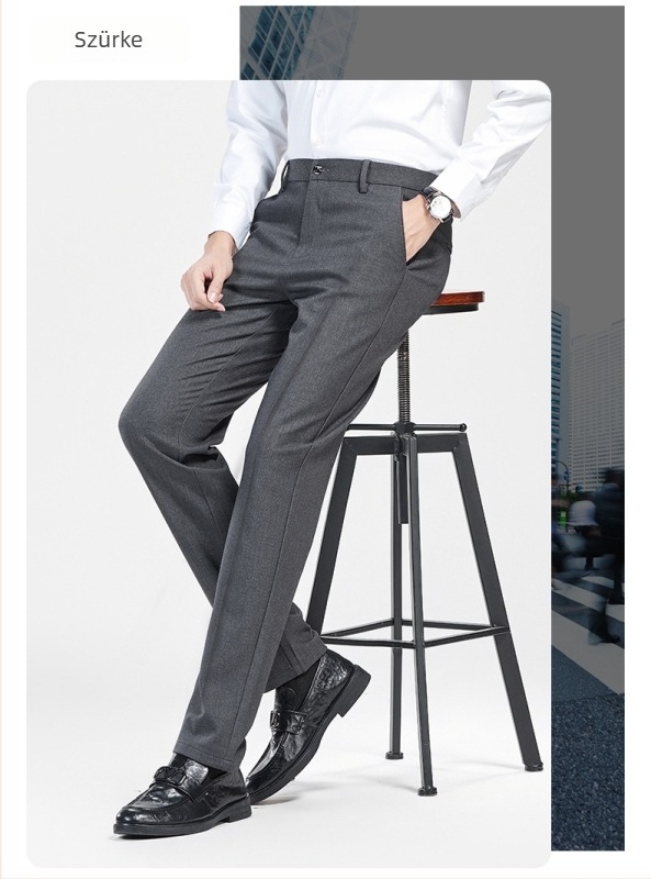 Férfi pamut egyenes szárú nadrág jacquard mintával, üzleti-casual stílus, tavaszra és őszre