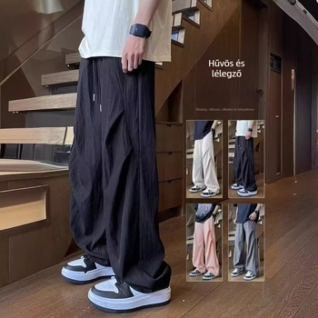 Férfi nyári casual nadrág, széles szárú, egyenes szabású, könnyű