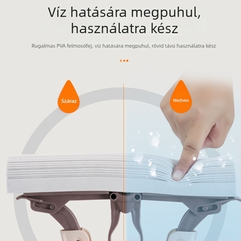 Meijie gumipamuts mop rozsdamentes acélrúddal, nedvesség-abszorber fejű szivacs, kézzel mosható, félbehajtással összenyomható, teleszkópos fogantyú 94–123 cm, fej 28 cm, 5 éves élettartam, 80–90% kiszáradás