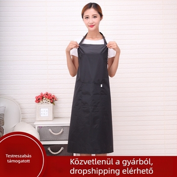 Hosszított ujjatlan kötény, vízálló és olajálló, logóval nyomtatva, kereskedelmi cateringhez