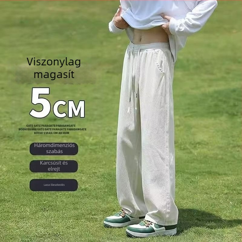 Férfi őszi–tavaszi casual nadrág, széles szárú, kényelmes szabás