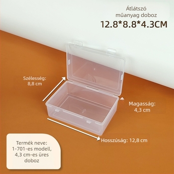 4,3 cm átlátszó PP műanyag rendező doboz dupla zárakkal, vattapálcák, fogselyem és ékszer gyöngyök tárolására