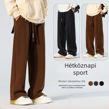 Adumu Férfi corduroy nadrág fleece béléssel – mindennapi viselet, egyenes szabás, széles szár, középső derék, plusz méret, téli