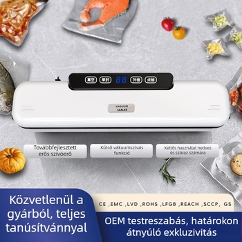 Élelmiszer-tartósításra szolgáló vákuumzáró gép, száraz és nedves használathoz, műanyag tömítés és vákuumos csomagolás