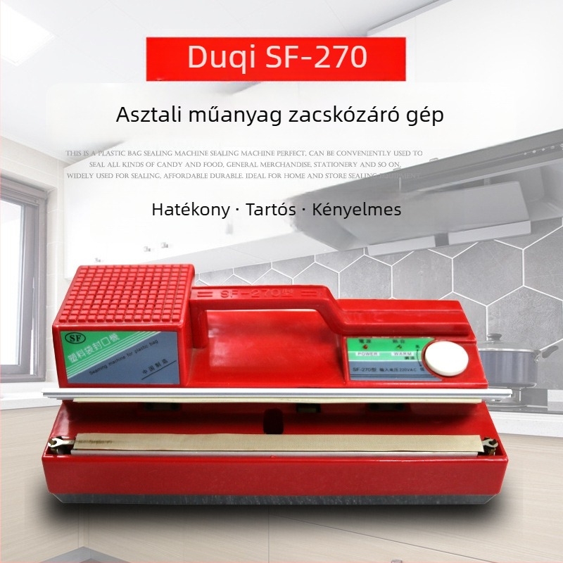 Duoqi SF270 Asztali záróberendezés alumíniumfóliás és műanyag zacskókhoz – félautomata, multifunkcionális, háztartási és kereskedelmi használatra
