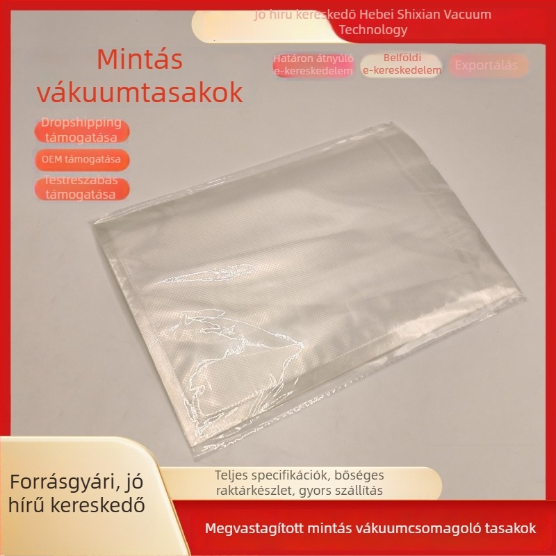 Élelmiszer-csomagolásra szánt mintás vákuumtasakok, vákuumzáras tárolózacskók, kompatibilisek tömítőgépekkel
