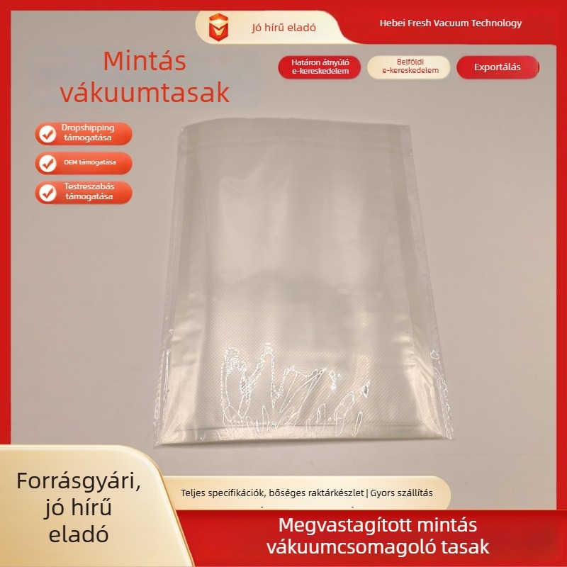 Élelmiszer-csomagolásra szánt mintás vákuumtasakok, vákuumzáras tárolózacskók, kompatibilisek tömítőgépekkel