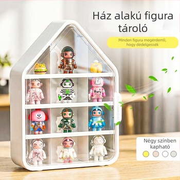 Fali akasztós figura tároló doboz rekeszekkel, fúrás nélkül, falra szerelhető kiállítópolc rejtett dobozokhoz