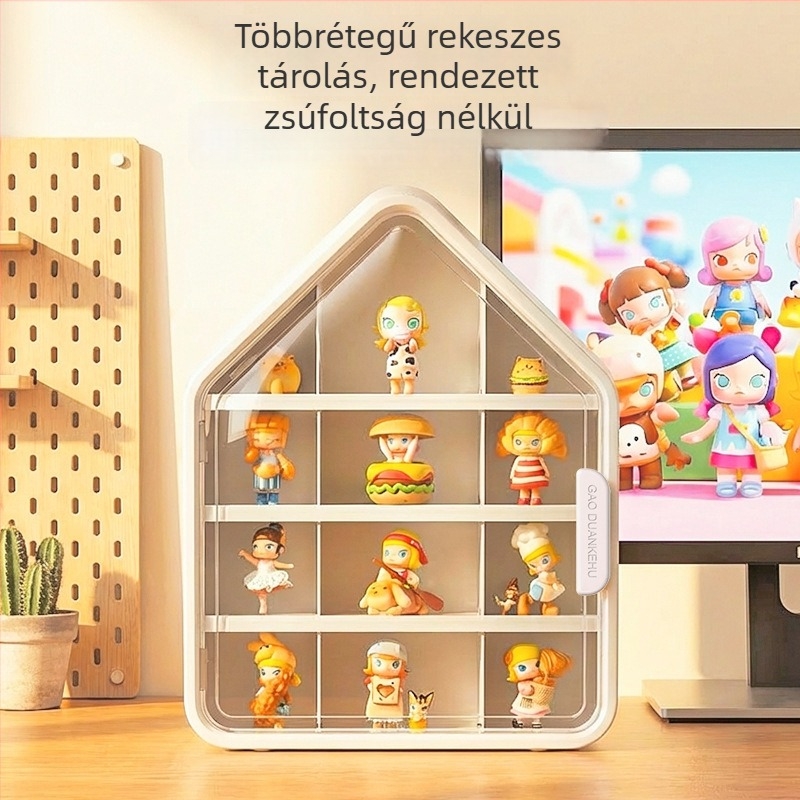 Fali akasztós figura tároló doboz rekeszekkel, fúrás nélkül, falra szerelhető kiállítópolc rejtett dobozokhoz