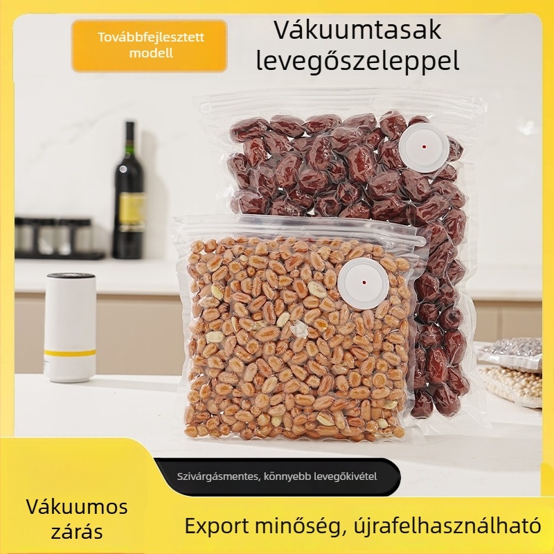 Fejlesztett élelmiszer-vákuum tasak texturált szeleppel a főtt ételek frissességének megőrzéséhez