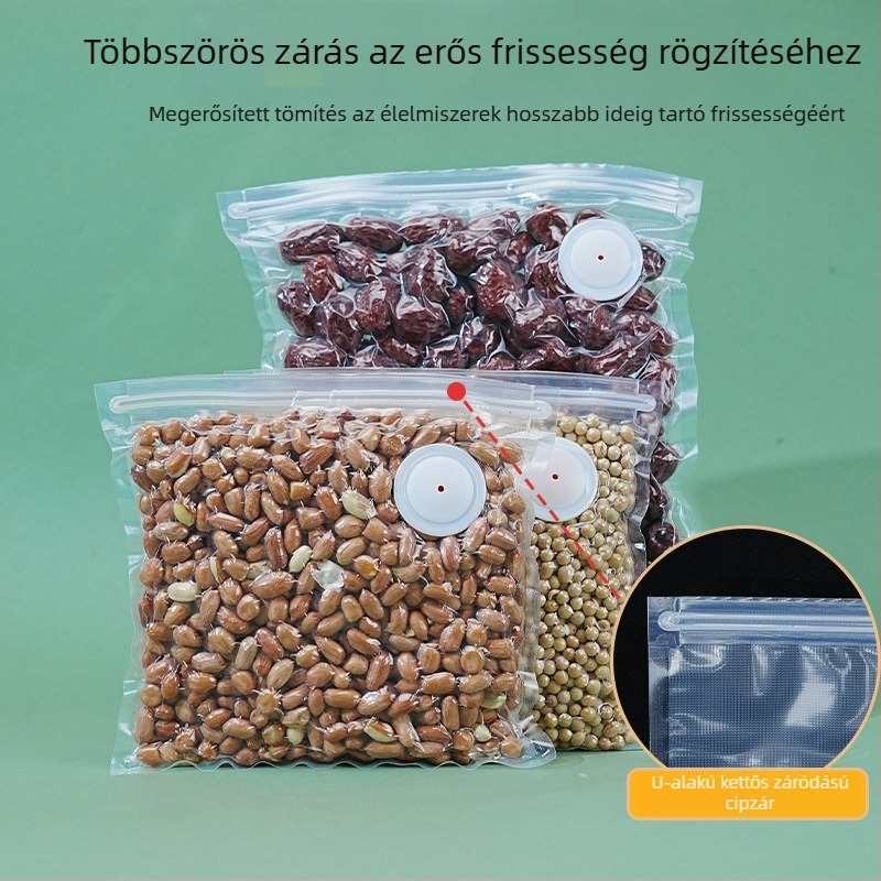 Fejlesztett élelmiszer-vákuum tasak texturált szeleppel a főtt ételek frissességének megőrzéséhez
