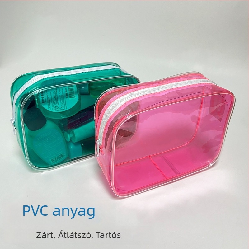 Átlátható kozmetikai táska PVC vízálló cipzárral, műanyag csont tároló szervező, sminkkészlet és mintatároló táska
