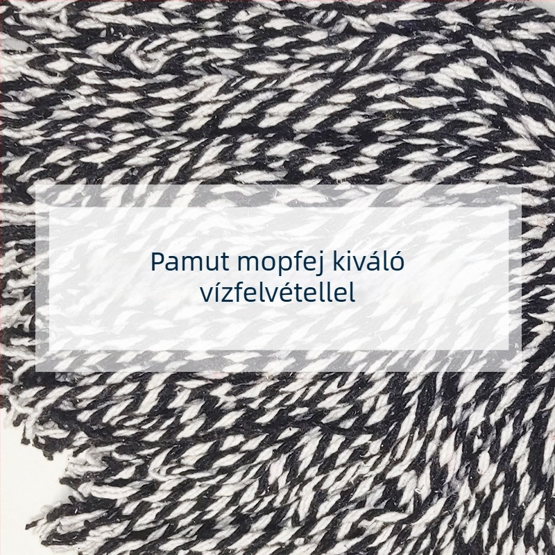 Régi stílusú pamutfonalú mop fa nyéllel, kézzel csavarható, kör fejű, nedvszívó, otthoni és iskolai padlókhoz.