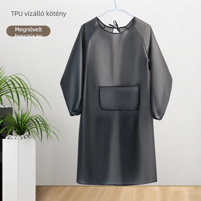 TPU vízálló hosszú ujjú konyhai kötény, visszafordítható olajálló, felnőtteknek