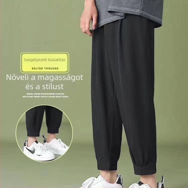 Férfi Ice Silk széleslábú, laza nyári sportnadrág, 3/4 hosszú