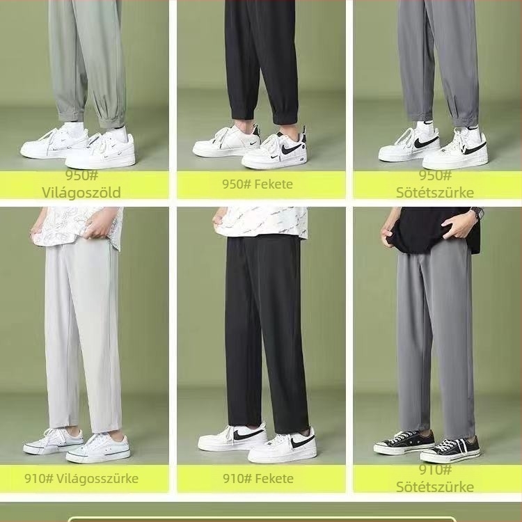 Férfi Ice Silk széleslábú, laza nyári sportnadrág, 3/4 hosszú