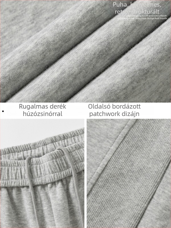 Oldalsó paneles egyenes szabású nadrág, őszi stílus, laza fazon, sűrű textúra, divatos sportnadrág