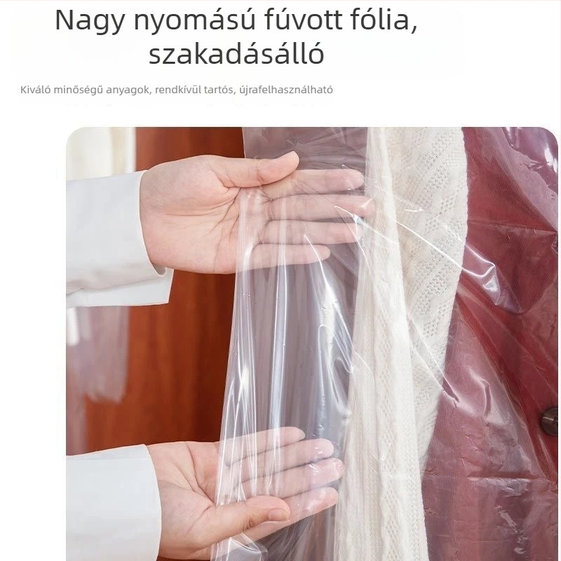 Átlátszó ruhatároló táska, egyszer használatos porvédő kabátokhoz, otthoni tároláshoz