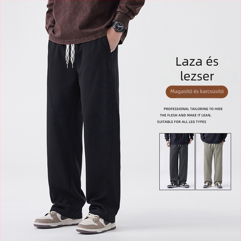 Férfi nyári casual nadrág, laza szabás, széles szár, pamutkeverék