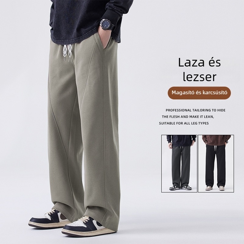 Férfi nyári casual nadrág, laza szabás, széles szár, pamutkeverék