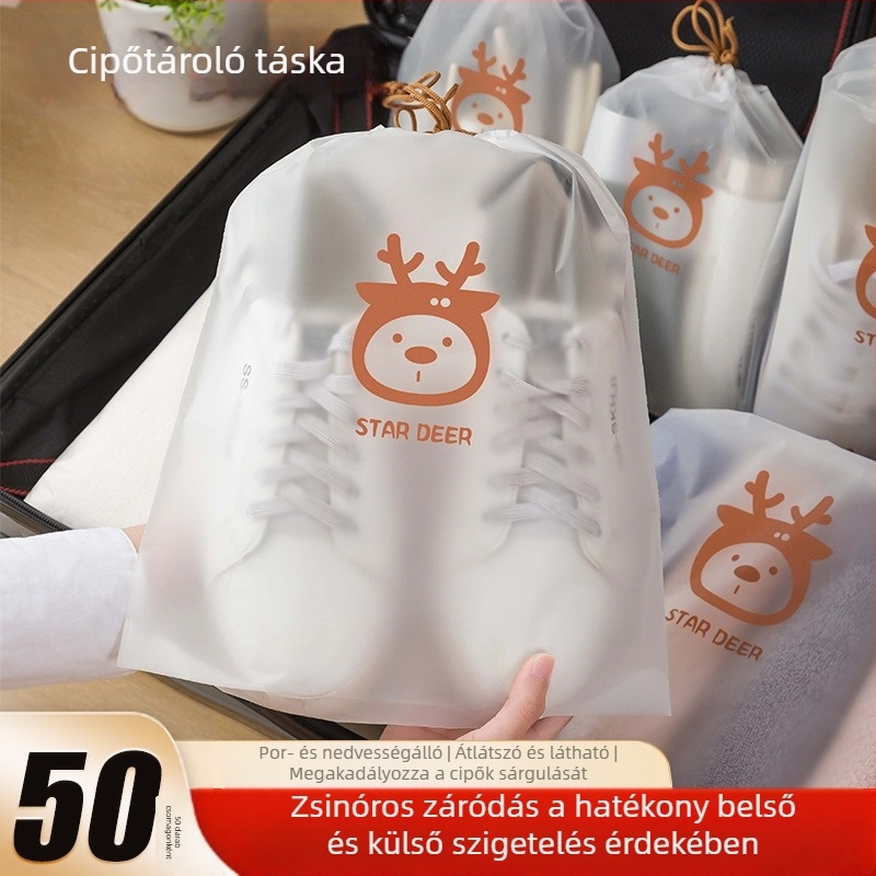 Átlátszó utazó cipőfedő és tároló táska PEVA anyagból, porvédő fehér sportcipőknek