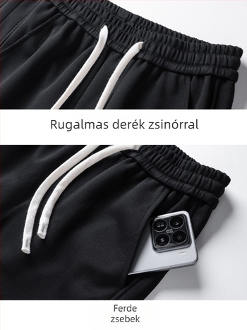 Férfiak számára széles lábú tréningnadrág, laza szabású, mindennapi sportos nadrág, hosszú fazon
