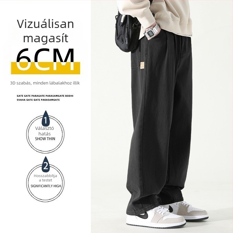 Férfi pamut casual nadrágok széles szárú, tavaszi retro munkaruházat, egyenes szabás