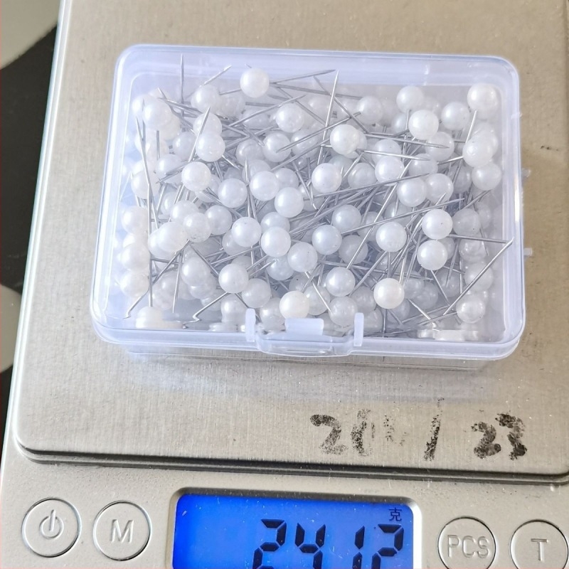 Fehér 5mm-es gyöngyös tű, kerek fejű, virágkötésekhez és varráshoz DIY