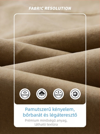 Fekete pamut férfi casual nadrág, laza szabású, egyenes szárú, mindennapi viselet, egész évben