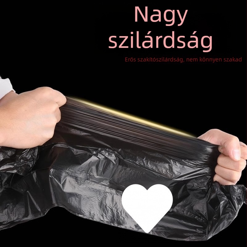 Vastagított fekete háztartási szemeteszsákok, sík szájú, mellény-stílusú, egyszer használatos, tartós műanyagból, doboz 100 darab