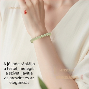 Hetian jáde szabad gyöngyök – természetes jáde gyöngyök DIY ékszerekhez, átlátszó vízszínű jáde gyöngyök karkötőhöz