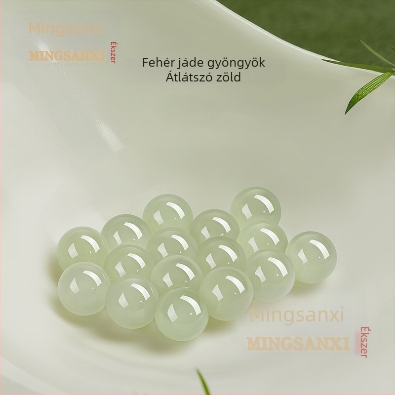 Hetian jáde szabad gyöngyök – természetes jáde gyöngyök DIY ékszerekhez, átlátszó vízszínű jáde gyöngyök karkötőhöz