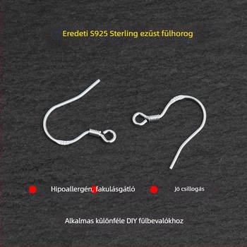 S925 ezüst fülhurok – DIY ékszerkészítéshez való anyagok, alkatrészek fülhurokokhoz, méret 0.68