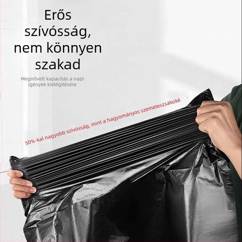 Egyszer használatos vastagított műanyag szemeteszsákok, fekete, 1 tekercs, háztartási és kereskedelmi használatra