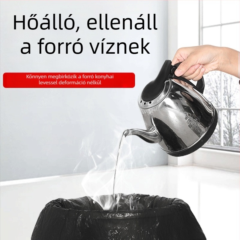 Egyszer használatos vastagított műanyag szemeteszsákok, fekete, 1 tekercs, háztartási és kereskedelmi használatra