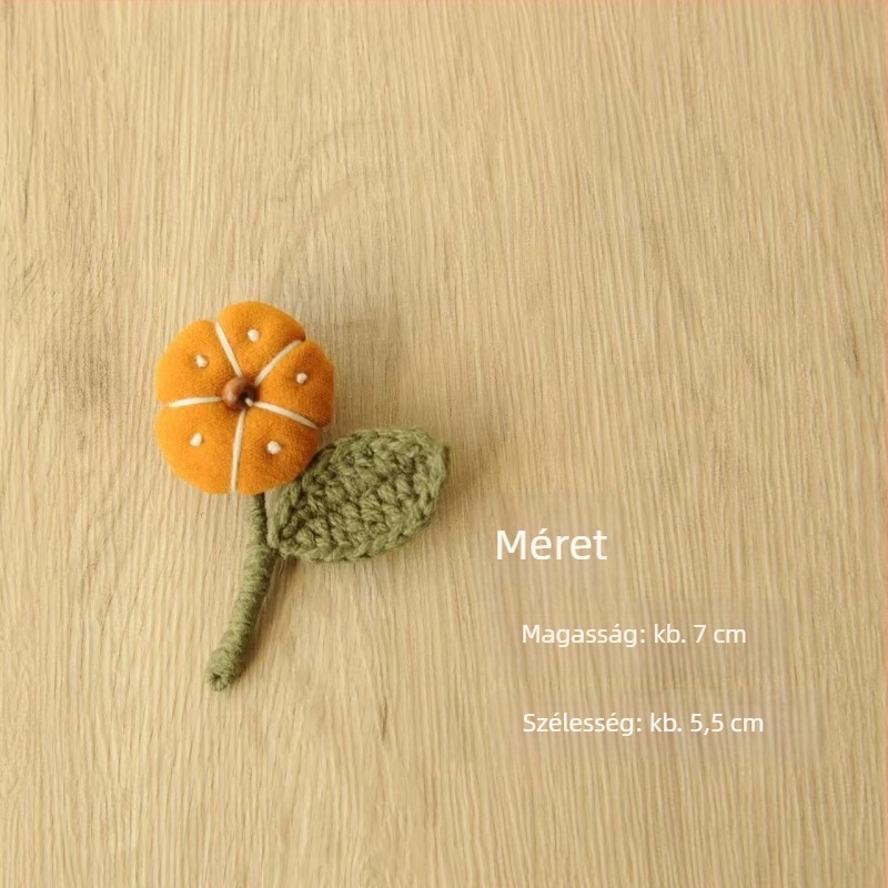 Őszi–téli vintage tök formájú brooch, 3D virágos dizájn