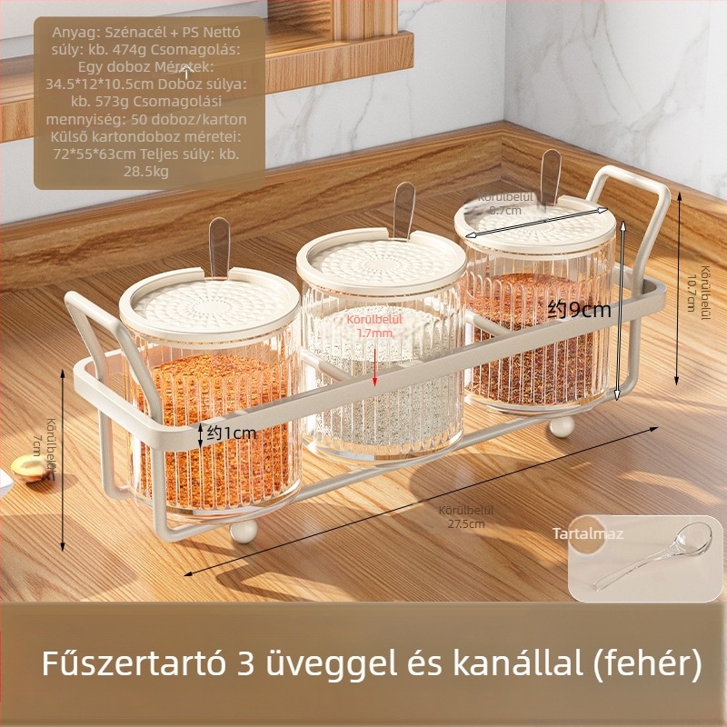 Kreatív fűszercsomag otthoni konyhához — só- és MSG-tároló edények, fűszer-doboz és polc – kereskedelmi használat