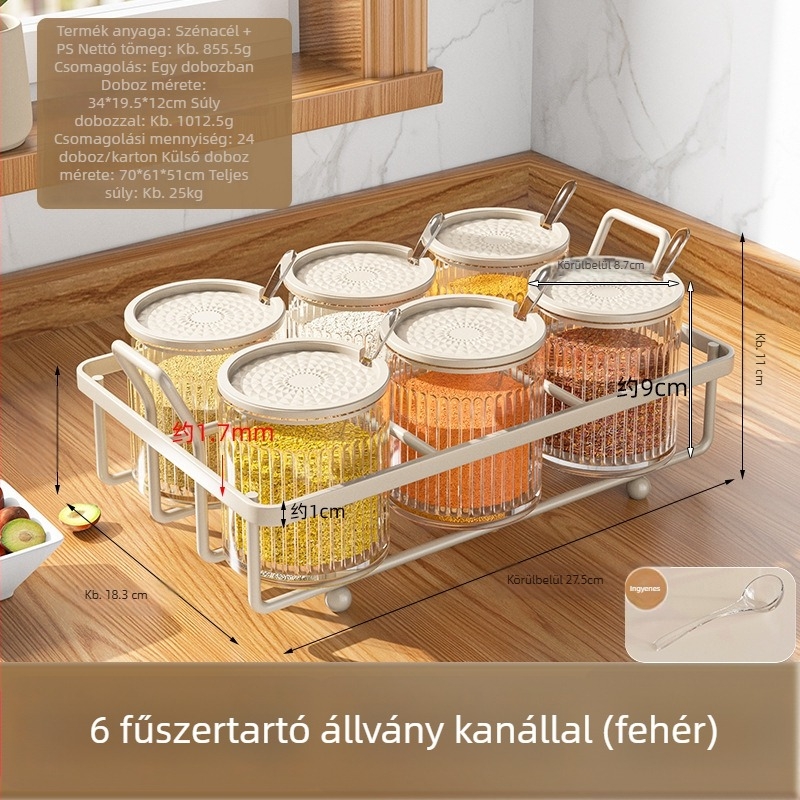 Kreatív fűszercsomag otthoni konyhához — só- és MSG-tároló edények, fűszer-doboz és polc – kereskedelmi használat