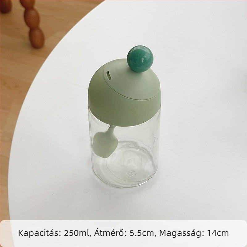 Üveg fűszertartó színes golyókkal a konyhába – integrált só- és fűszertartó