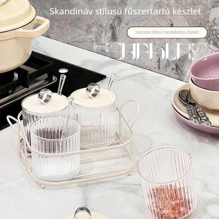 Könnyű luxus fűszertartók készlet – műanyag konyhai tárolóedények sóhoz és fűszerekhez