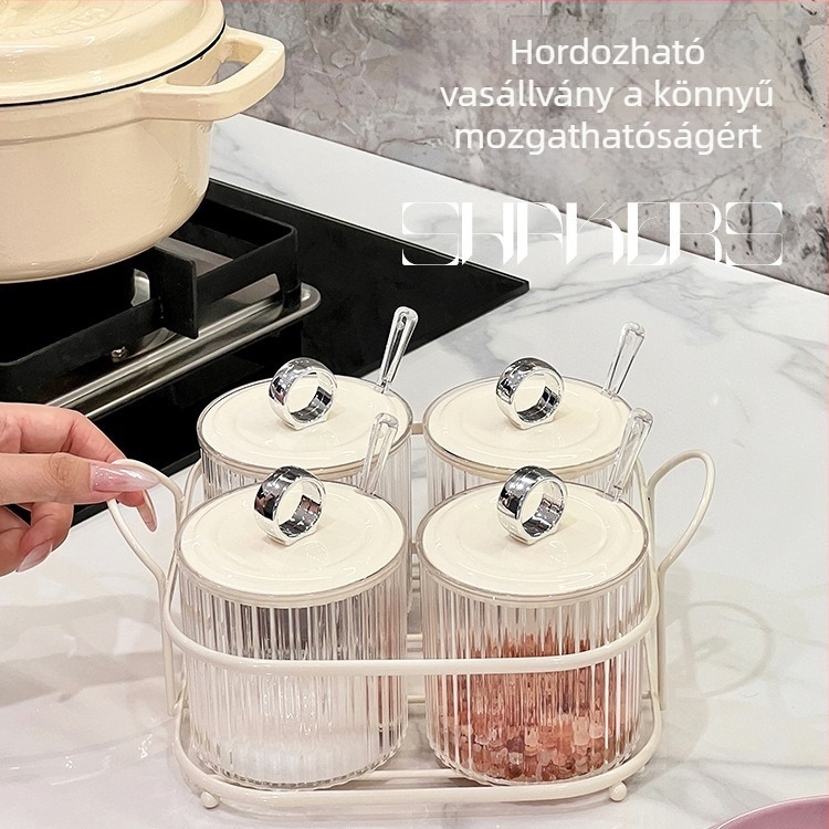 Könnyű luxus fűszertartók készlet – műanyag konyhai tárolóedények sóhoz és fűszerekhez