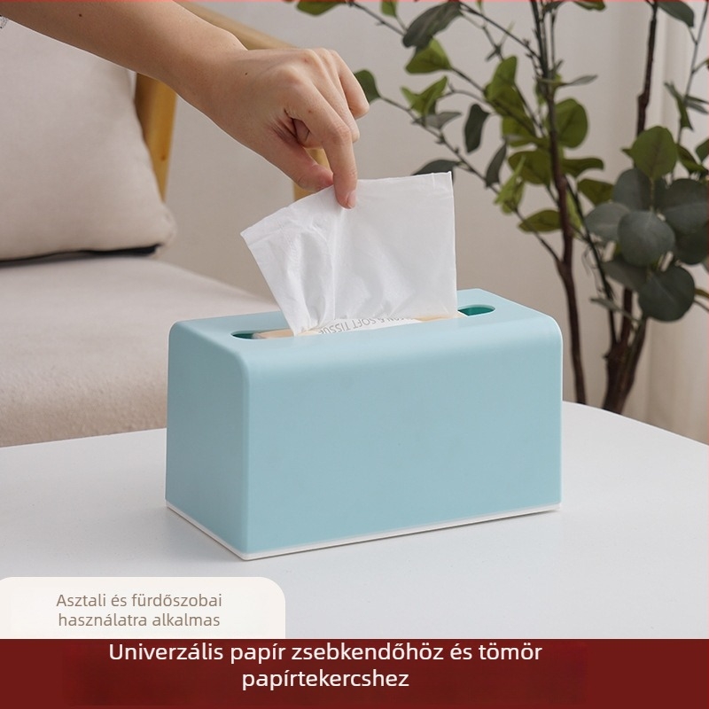 Műanyag, téglalap alakú papírzsebkendő doboz otthonra, nappaliba és fürdőbe – modern minimalista stílus krém színben