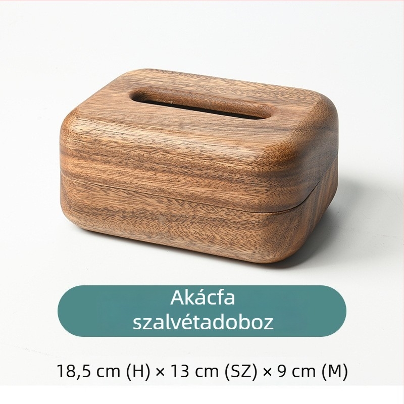 Személyre szabható fa papírzsebkendő-tartó retro dizájnnal asztalhoz — elegáns tároló iroda, nappali vagy fürdőszoba számára