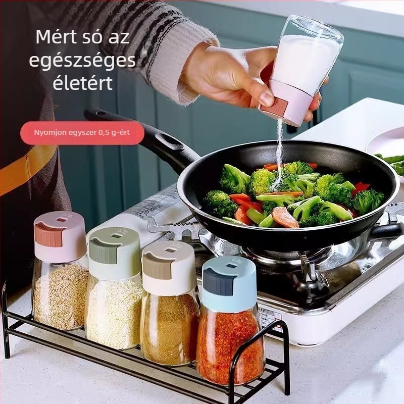 Pontos sóadagoló készlet lezárt fűszeres üvegekkel – nedvességálló konyhai tárolók