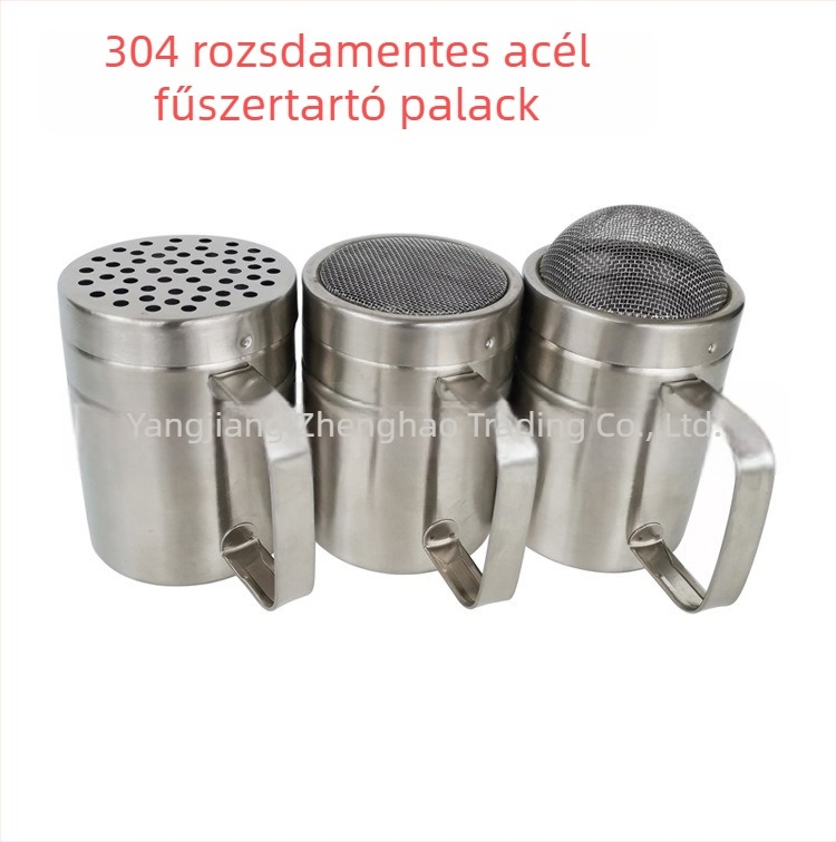 304 rozsdamentes acél fűszertartó fedéllel és hálós szitával – bors és fűszerek szóróedény